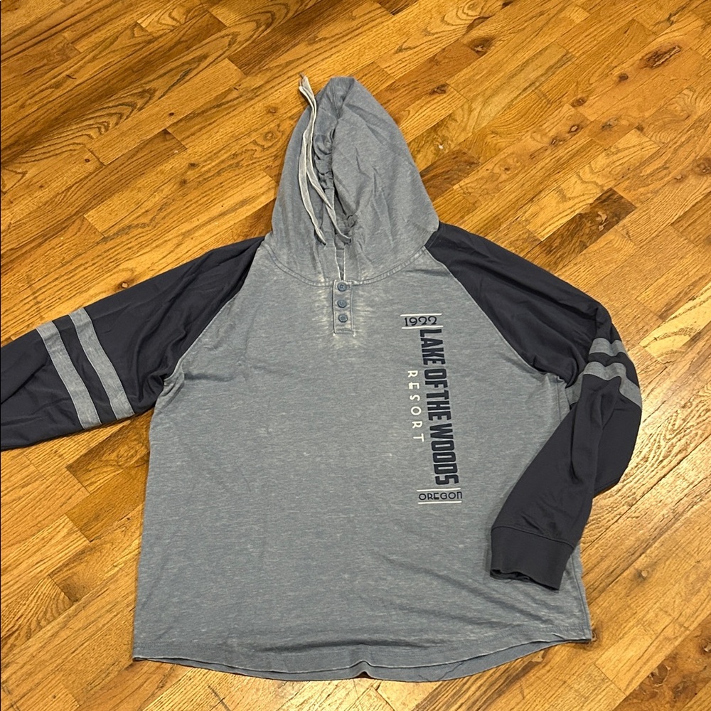 Two-Tone Gray and Navy Hoodie